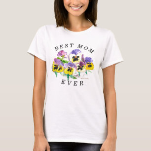 Best Mom Ever Pansies Floral Vintage T-Shirt