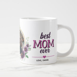 Best Mom Ever Personalised Photo Floral Large Coffee Mug