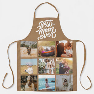 Best Mom Ever Personalized 12 Photo Collage Brown Apron
