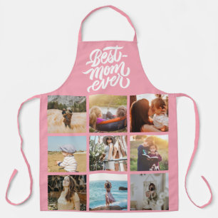 Best Mom Ever Personalized 12 Photo Collage Pink Apron