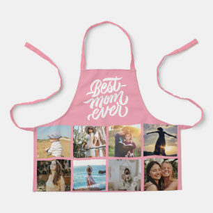 Best Mom Ever Personalized 12 Photo Collage Pink Apron