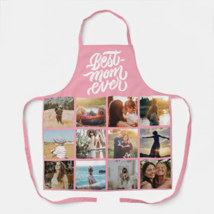 Best Mom Ever Personalized 12 Photo Collage Pink Apron