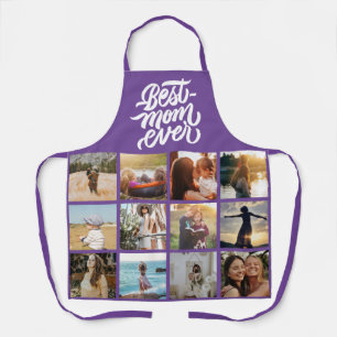 Best Mom Ever Personalized 12 Photo Collage Purple Apron