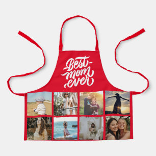 Best Mom Ever Personalized 12 Photo Collage Red Apron