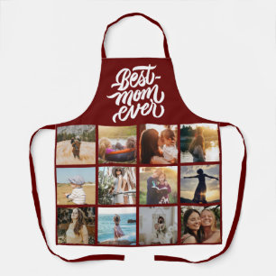 Best Mom Ever Personalized 12 Photo Collage Red Apron