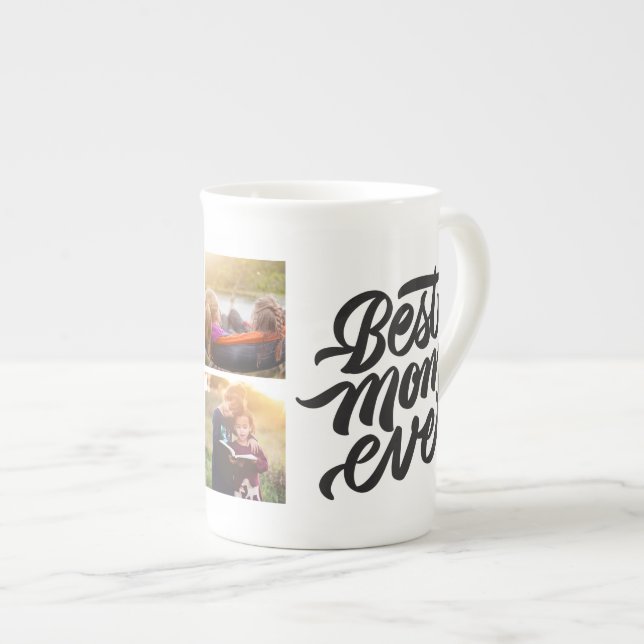 Best Mom Ever Personalized 6 Photo Collage Bone China Mug (Front Right)