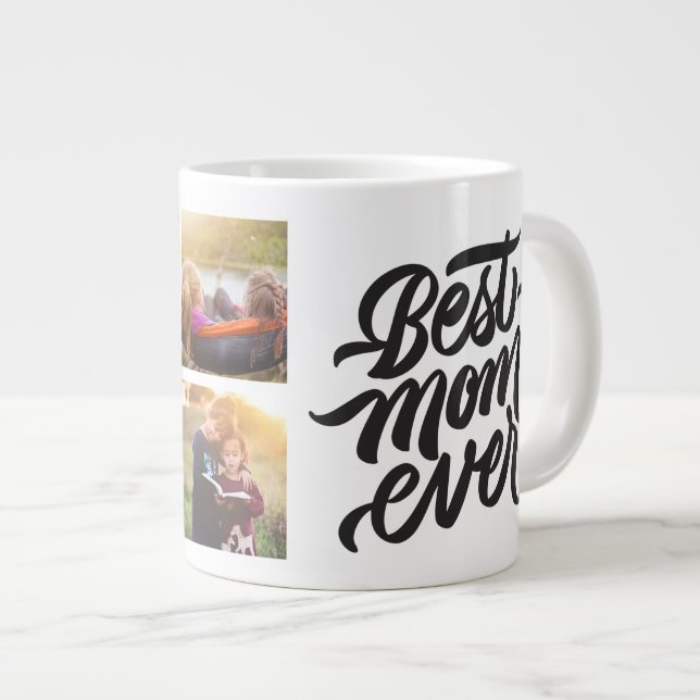 Best Mom Ever Personalized 6 Photo Collage Large Coffee Mug (Front Right)
