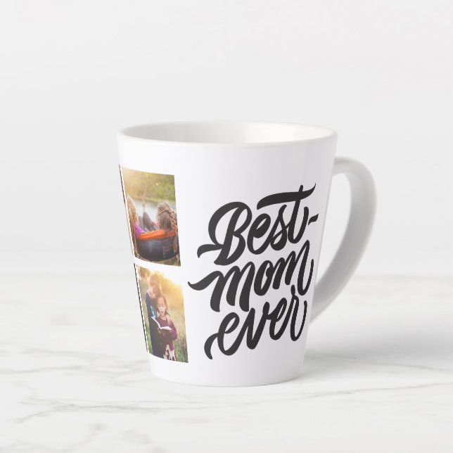 Best Mom Ever Personalized 6 Photo Collage Latte Mug (Right Angle)