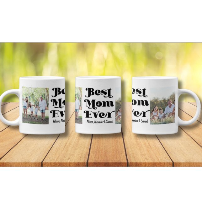 Best Mom Ever Personalized Coffee Mug with 2 photo (Creator Uploaded)