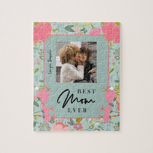 Best mom ever personalized family photo and text jigsaw puzzle (Vertical)