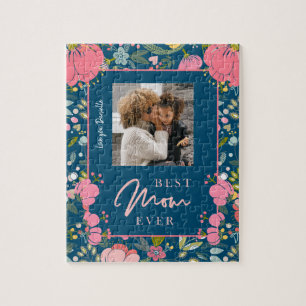 Best mom ever personalized family photo and text jigsaw puzzle