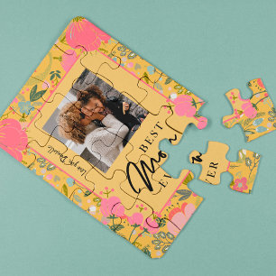 Best mom ever personalized family photo and text jigsaw puzzle