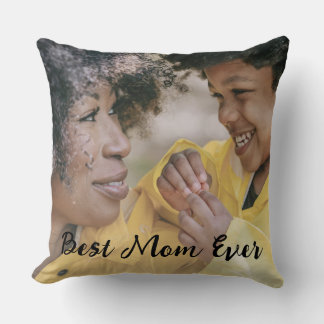 Best Mom Ever Personalized Kids Names Two Photos Throw Pillow