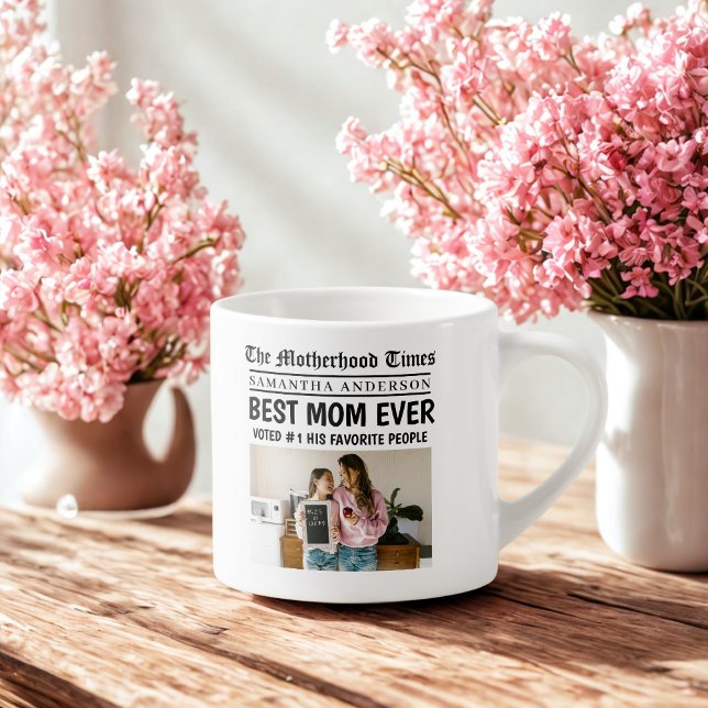 Best Mom Ever Personalized Newspaper   Espresso Cup (Creator Uploaded)