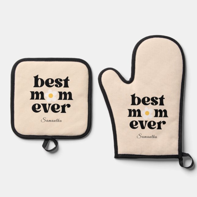 Best Mom Ever Personalized Oven Mitt & Pot Holder Set (Front)