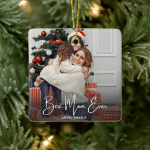 Best Mom Ever Personalized Photo Ceramic Ornament