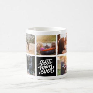 Best Mom Ever Personalized Photo Collage Black Coffee Mug