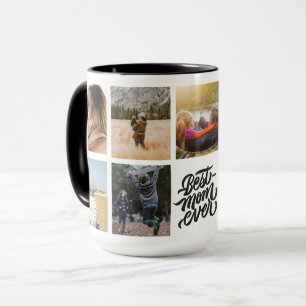 Best Mom Ever Personalized Photo Collage Black Mug