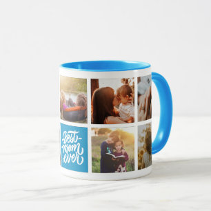 Best Mom Ever Personalized Photo Collage Blue Mug