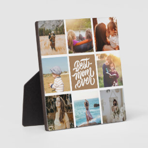 Best Mom Ever Personalized Photo Collage Brown Plaque