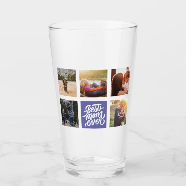Best Mom Ever Personalized Photo Collage Glass (Front)