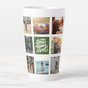 Best Mom Ever Personalized Photo Collage Green Latte Mug