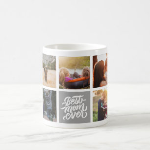 Best Mom Ever Personalized Photo Collage Grey Coffee Mug