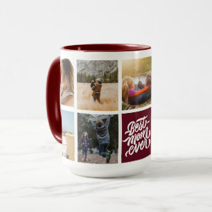 Best Mom Ever Personalized Photo Collage Maroon Mug