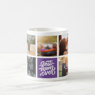 Best Mom Ever Personalized Photo Collage Purple Coffee Mug