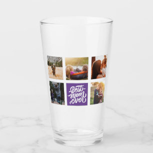 Best Mom Ever Personalized Photo Collage Purple Glass