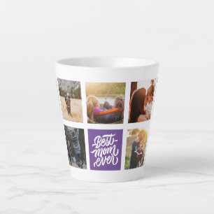 Best Mom Ever Personalized Photo Collage Purple Latte Mug