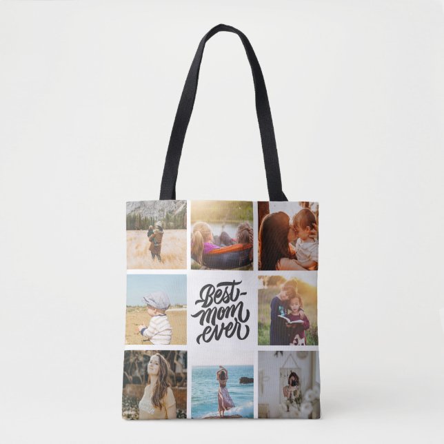 Best Mom Ever Personalized Photo Collage Tote Bag (Front)