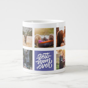 Best Mom Ever Personalized Photo Collage Very Peri Large Coffee Mug