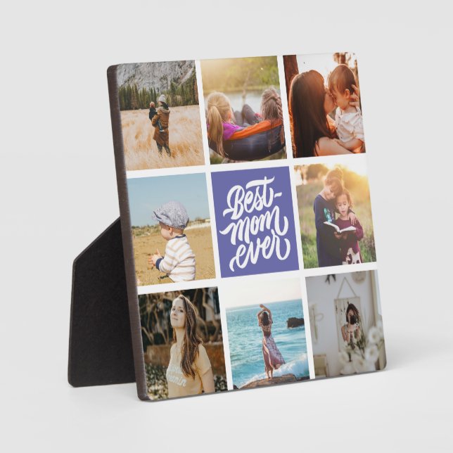 Best Mom Ever Personalized Photo Collage Very Peri Plaque (Front)