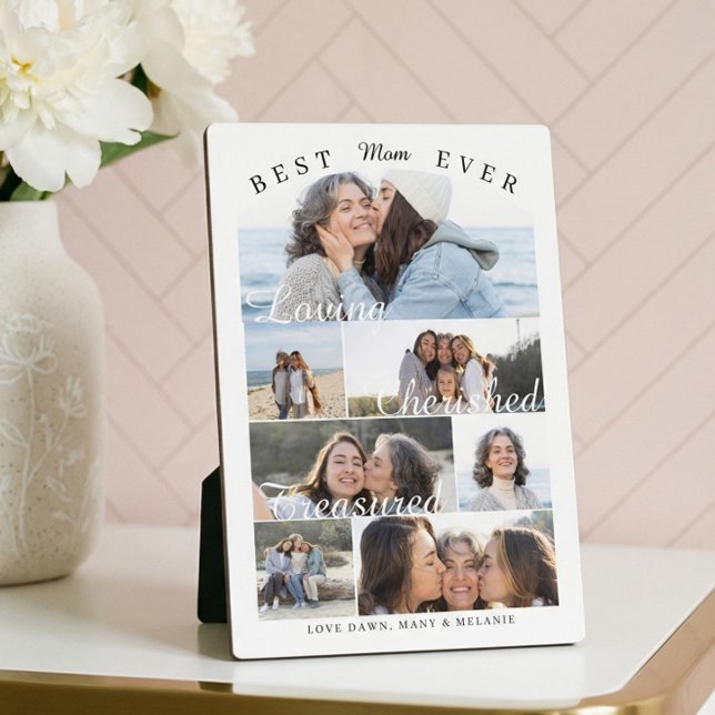 Best Mom Ever Personalized Photo Memory Collage Plaque (Custom Best Mom Ever Family Photo Collage Keepsake Plaque)