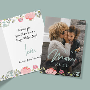 Best mom ever personalized photo Mothers Day Holid Holiday Card