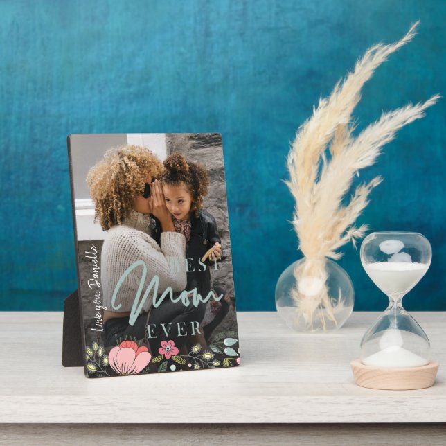 Best mom ever personalized photo Mothers Day Plaque (Side)