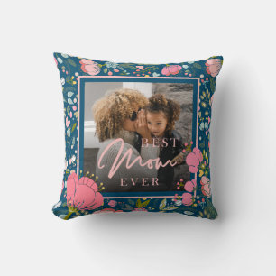 Best mom ever personalized photo Mothers Day Throw Pillow