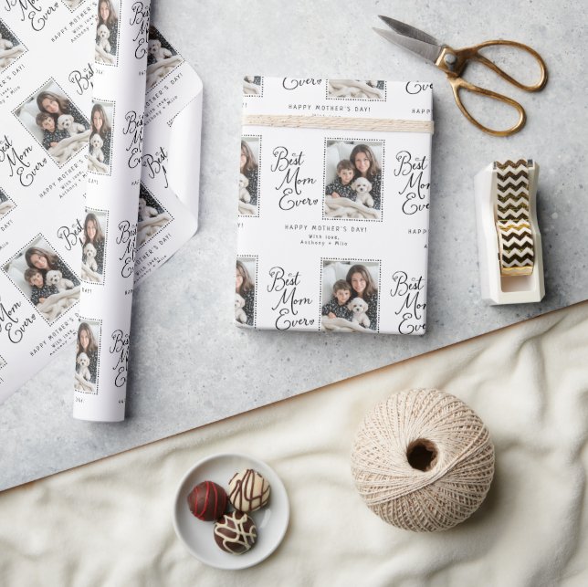 Best Mom Ever Personalized Photo Mother's Day Wrapping Paper (Crafts)