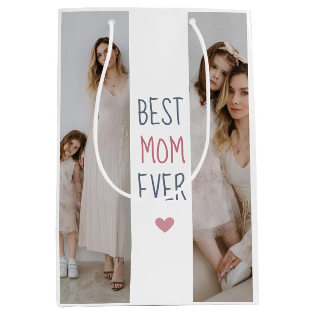 Best Mom Ever - Personalized Photo & Text Gift Bag (Front)
