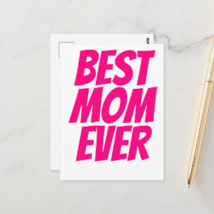 Best mom ever personalized text hot pink postcard