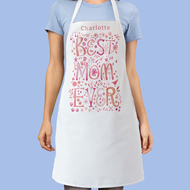 Best Mom Ever Personalized Watercolor Apron (Creator Uploaded)