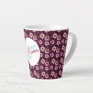 Best Mom Ever Personalized Wine and Pink Floral Latte Mug
