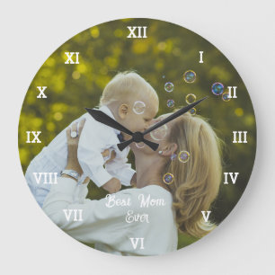 Best Mom Ever Photo Collage Create Your Own Large Clock
