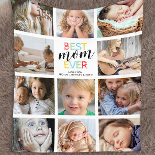 Best Mom Ever Photo Collage Fleece Blanket