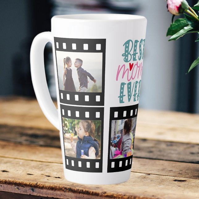 Best Mom Ever Photo Collage Latte Mug (Best Mom ever mother's day or birthday mug )
