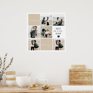 Best Mom Ever Photo Collage Mocha Poster