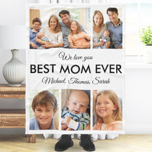 Best Mom Ever Photo Collage Mothers Day Fleece Blanket