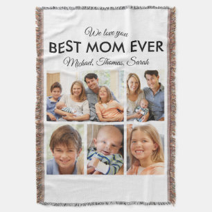 Best Mom Ever Photo Collage Mothers Day Throw Blanket