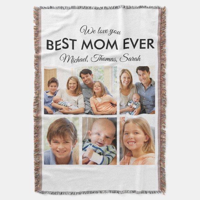 Best Mom Ever Photo Collage Mothers Day Throw Blanket (Front Vertical)